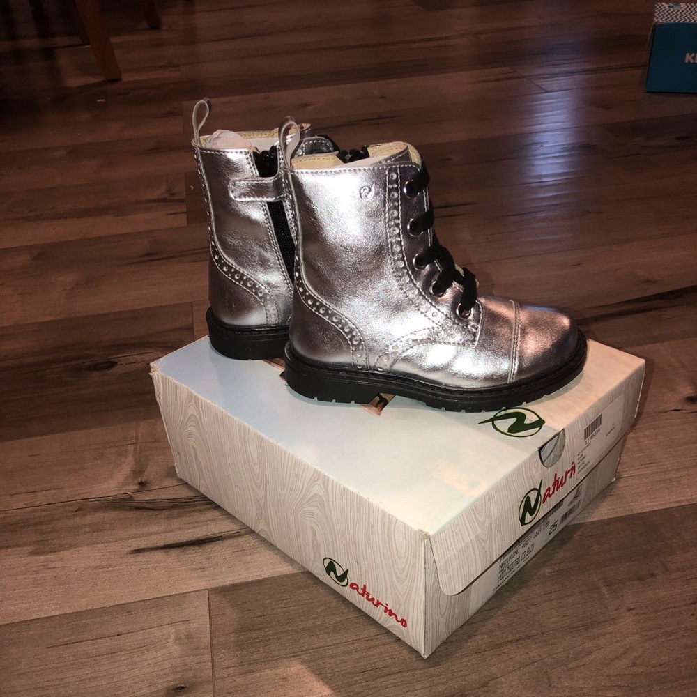 NIB life metallic silver boots